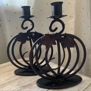 2pc pumpkin design candle holders